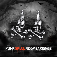 Punk Skull Crossbone Hoop Earrings Gift for Men