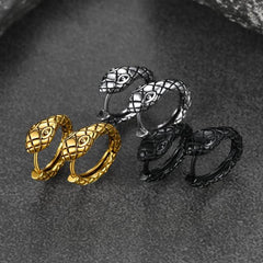 Brincos de argola Huggie de cobra gótica para homens e mulheres