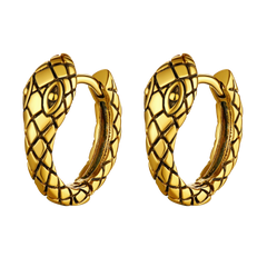 Brincos de argola Huggie de cobra gótica para homens e mulheres