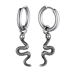 Punk Crawl Snake Drop Hoop Earrings for Men Women