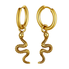 Punk Crawl Snake Drop Hoop Earrings for Men Women