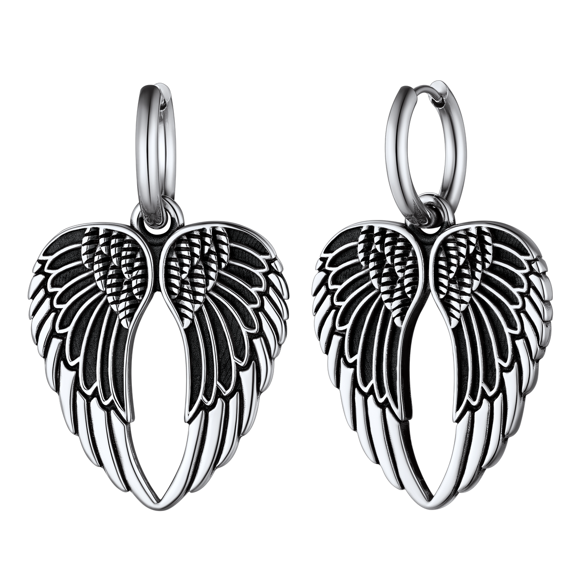 Punk Angel Wing Hoop Dangle Earrings for Women Men
