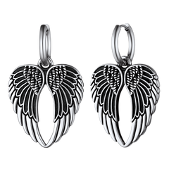 Punk Angel Wing Hoop Dangle Earrings for Women Men