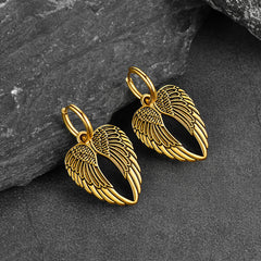 Punk Angel Wing Hoop Dangle Earrings for Women Men