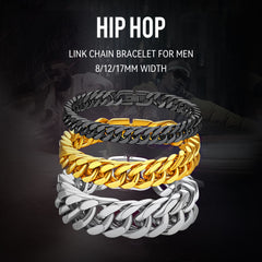 Armband mit kubanischer Gliederkette, 8/12/17 mm Breite