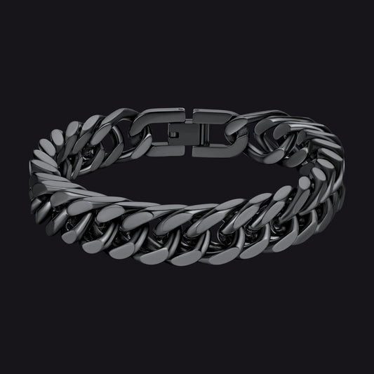 Pulseira de corrente cubana com 8/12/17 mm de largura