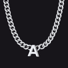7 mm individuelle Halskette mit Anfangsbuchstaben, kubanische Gliederkette für Männer und Frauen, 45,7 cm