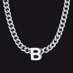 7 mm individuelle Halskette mit Anfangsbuchstaben, kubanische Gliederkette für Männer und Frauen, 45,7 cm