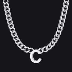 7 mm individuelle Halskette mit Anfangsbuchstaben, kubanische Gliederkette für Männer und Frauen, 45,7 cm