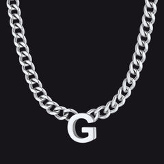 7 mm individuelle Halskette mit Anfangsbuchstaben, kubanische Gliederkette für Männer und Frauen, 45,7 cm