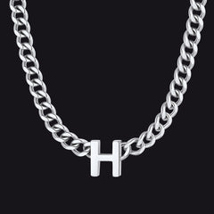 7 mm individuelle Halskette mit Anfangsbuchstaben, kubanische Gliederkette für Männer und Frauen, 45,7 cm