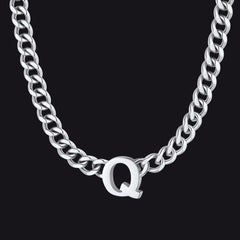 7 mm individuelle Halskette mit Anfangsbuchstaben, kubanische Gliederkette für Männer und Frauen, 45,7 cm