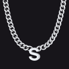 7 mm individuelle Halskette mit Anfangsbuchstaben, kubanische Gliederkette für Männer und Frauen, 45,7 cm