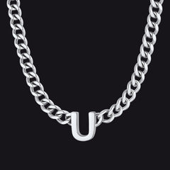 7 mm individuelle Halskette mit Anfangsbuchstaben, kubanische Gliederkette für Männer und Frauen, 45,7 cm