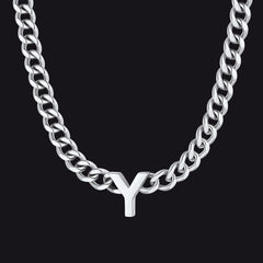 7 mm individuelle Halskette mit Anfangsbuchstaben, kubanische Gliederkette für Männer und Frauen, 45,7 cm