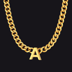 7 mm individuelle Halskette mit Anfangsbuchstaben, kubanische Gliederkette für Männer und Frauen, 45,7 cm