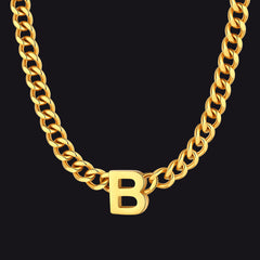 7 mm individuelle Halskette mit Anfangsbuchstaben, kubanische Gliederkette für Männer und Frauen, 45,7 cm