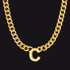 7 mm individuelle Halskette mit Anfangsbuchstaben, kubanische Gliederkette für Männer und Frauen, 45,7 cm