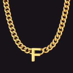 7 mm individuelle Halskette mit Anfangsbuchstaben, kubanische Gliederkette für Männer und Frauen, 45,7 cm