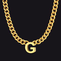 7 mm individuelle Halskette mit Anfangsbuchstaben, kubanische Gliederkette für Männer und Frauen, 45,7 cm