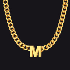 7 mm individuelle Halskette mit Anfangsbuchstaben, kubanische Gliederkette für Männer und Frauen, 45,7 cm