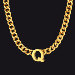 7 mm individuelle Halskette mit Anfangsbuchstaben, kubanische Gliederkette für Männer und Frauen, 45,7 cm