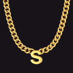 7 mm individuelle Halskette mit Anfangsbuchstaben, kubanische Gliederkette für Männer und Frauen, 45,7 cm