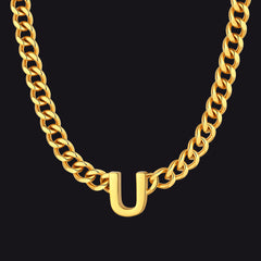7 mm individuelle Halskette mit Anfangsbuchstaben, kubanische Gliederkette für Männer und Frauen, 45,7 cm