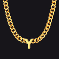 7 mm individuelle Halskette mit Anfangsbuchstaben, kubanische Gliederkette für Männer und Frauen, 45,7 cm
