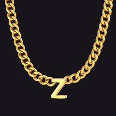 7 mm individuelle Halskette mit Anfangsbuchstaben, kubanische Gliederkette für Männer und Frauen, 45,7 cm