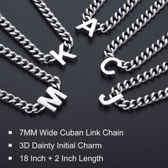 7 mm individuelle Halskette mit Anfangsbuchstaben, kubanische Gliederkette für Männer und Frauen, 45,7 cm