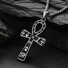 Ägyptisches Ankh-Kreuz Halskette Anhänger Hieroglyphen Männer