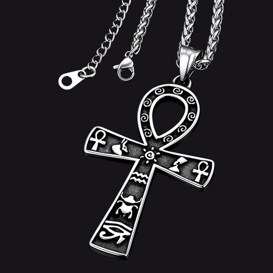 Ägyptisches Ankh-Kreuz Halskette Anhänger Hieroglyphen Männer