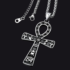 Ägyptisches Ankh-Kreuz Halskette Anhänger Hieroglyphen Männer