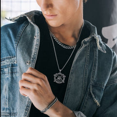 Viking Axe Helmet Pendant Necklace Men Runes