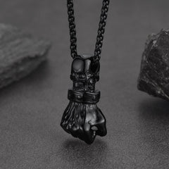 Punk Skull Fist Pendant Necklace Men