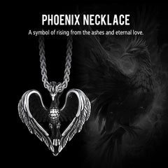 Vintage Phoenix Heart Pendant Necklace Men