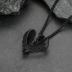 Vintage Phoenix Heart Pendant Necklace Men