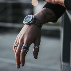 Punk Coiled Snake Stainless Steel Ring Men Women