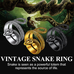 Punk Coiled Snake Stainless Steel Ring Men Women