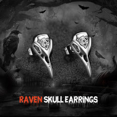 Viking Raven Skull Earrings Studs With Celtic Knot For Men