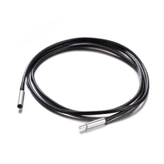 Colar de couro trançado com corda de cera de 2 mm de largura para pingente faça você mesmo