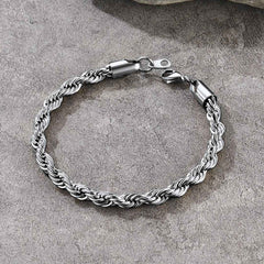 Pulseira de corrente de corda de elos de 6 mm