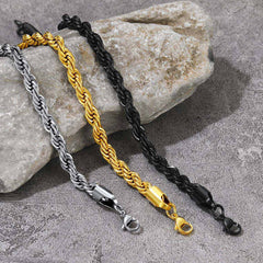 Pulseira de corrente de corda de elos de 6 mm