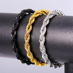 Pulseira de corrente de corda de elos de 6 mm