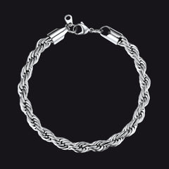 Pulseira de corrente de corda de elos de 6 mm