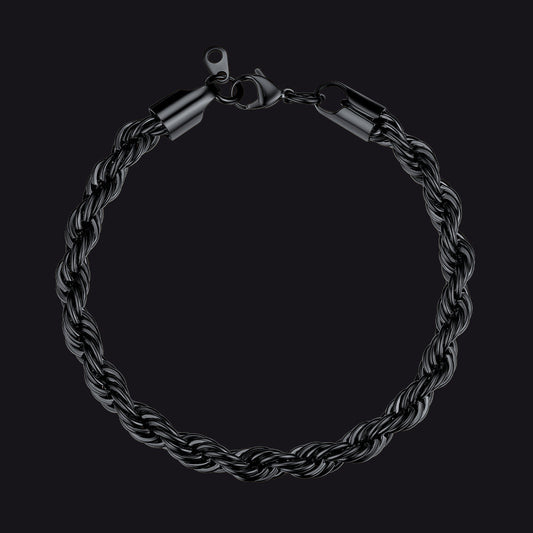Pulseira de corrente de corda de elos de 6 mm