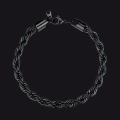 Pulseira de corrente de corda de elos de 6 mm