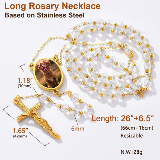 Personalisierte Foto Rosenkranz Perlen Kreuz Halskette Bild Frauen Männer