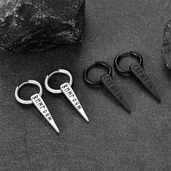 Norse Viking Runes Dangle Hoop Earrings For Men